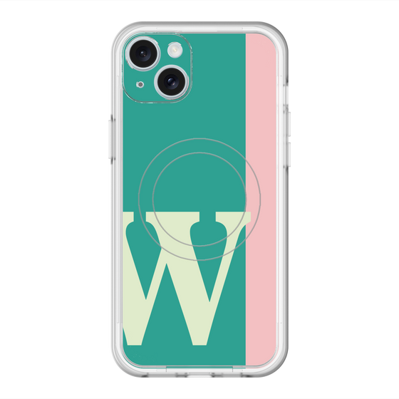 スリムプロテクションプレミアムケース with MagSafe［ オリジナル - initial color line - W green ］