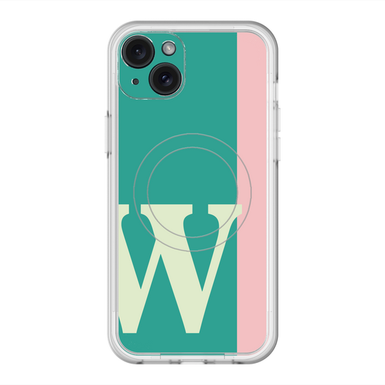 スリムプロテクションプレミアムケース with MagSafe［ オリジナル - initial color line - W green ］