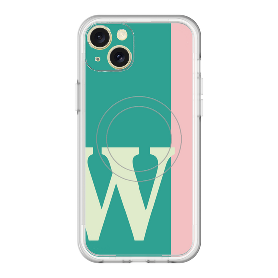 スリムプロテクションプレミアムケース with MagSafe［ オリジナル - initial color line - W green ］