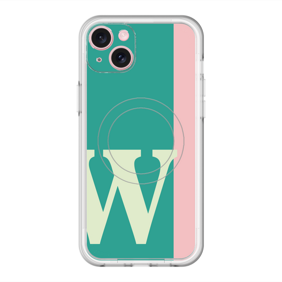 スリムプロテクションプレミアムケース with MagSafe［ オリジナル - initial color line - W green ］