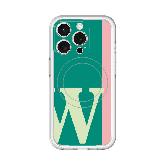 スリムプロテクションプレミアムケース with MagSafe［ オリジナル - initial color line - W green ］