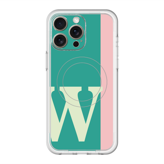 スリムプロテクションプレミアムケース with MagSafe［ オリジナル - initial color line - W green ］