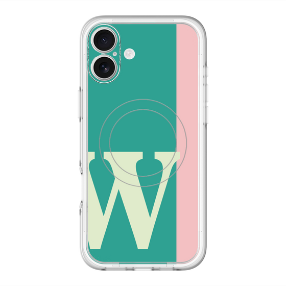 スリムプロテクションプレミアムケース with MagSafe［ オリジナル - initial color line - W green ］