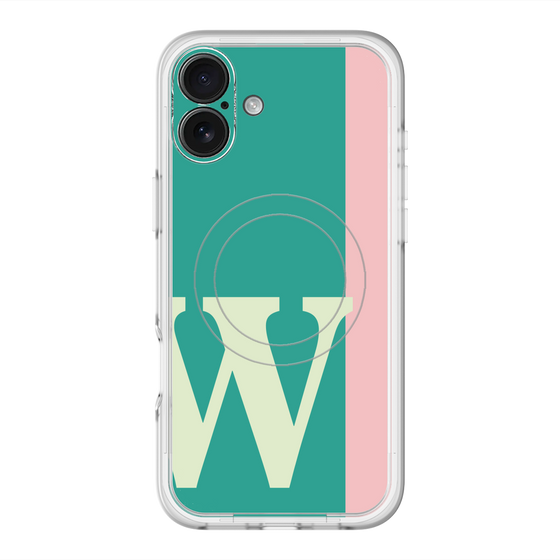 スリムプロテクションプレミアムケース with MagSafe［ オリジナル - initial color line - W green ］