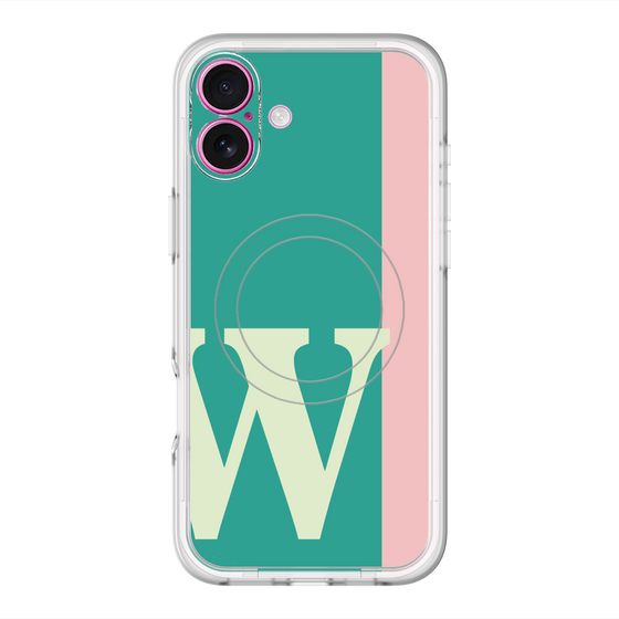 スリムプロテクションプレミアムケース with MagSafe［ オリジナル - initial color line - W green ］