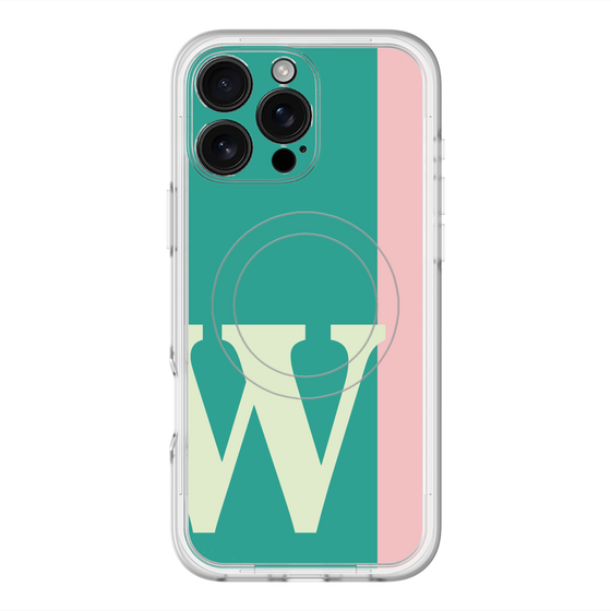 スリムプロテクションプレミアムケース with MagSafe［ オリジナル - initial color line - W green ］