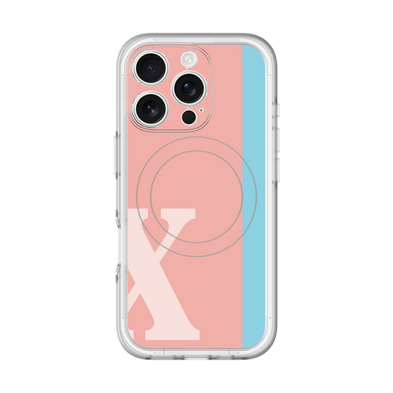 スリムプロテクションプレミアムケース with MagSafe［ オリジナル - initial color line - X pink ］