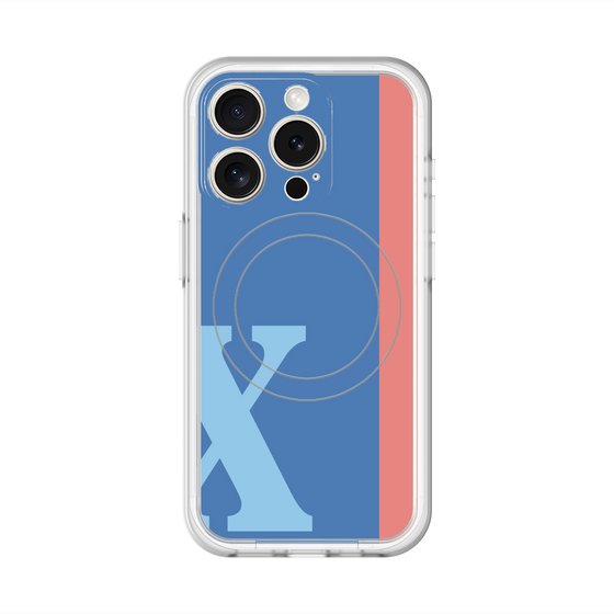 スリムプロテクションプレミアムケース with MagSafe［ オリジナル - initial color line - X blue ］