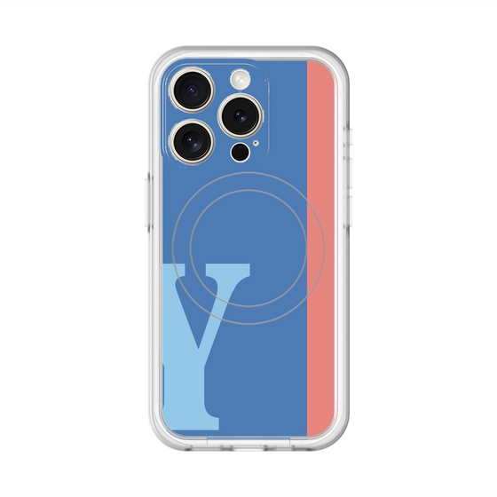 スリムプロテクションプレミアムケース with MagSafe［ オリジナル - initial color line - Y blue ］