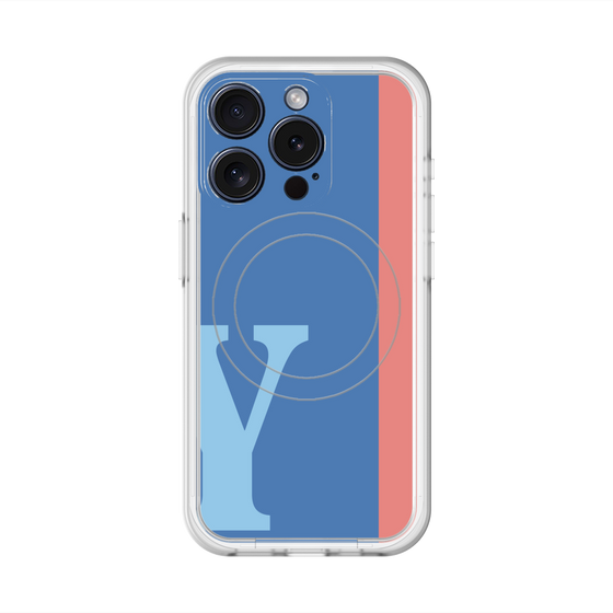 スリムプロテクションプレミアムケース with MagSafe［ オリジナル - initial color line - Y blue ］