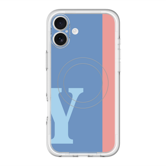 スリムプロテクションプレミアムケース with MagSafe［ オリジナル - initial color line - Y blue ］