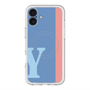 スリムプロテクションプレミアムケース with MagSafe［ オリジナル - initial color line - Y blue ］