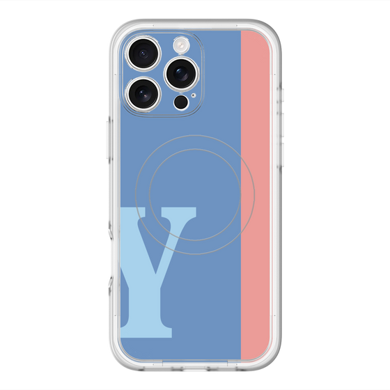スリムプロテクションプレミアムケース with MagSafe［ オリジナル - initial color line - Y blue ］