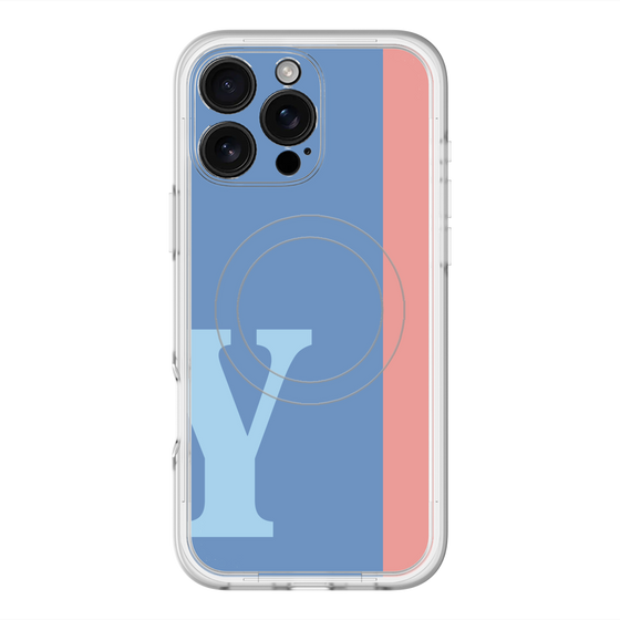 スリムプロテクションプレミアムケース with MagSafe［ オリジナル - initial color line - Y blue ］