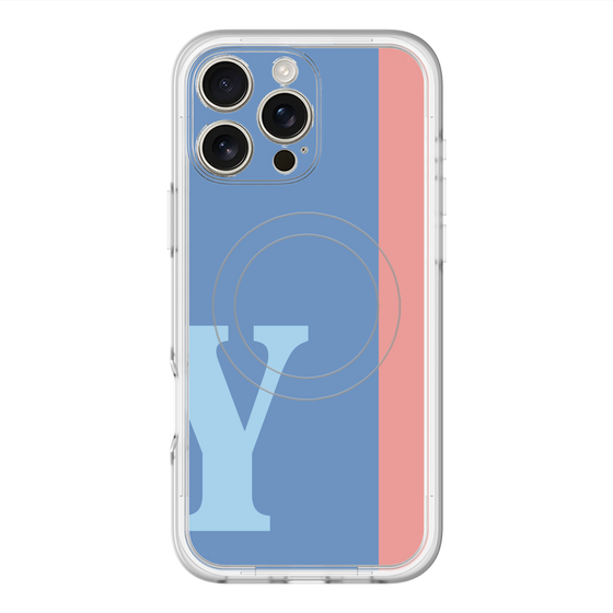 スリムプロテクションプレミアムケース with MagSafe［ オリジナル - initial color line - Y blue ］