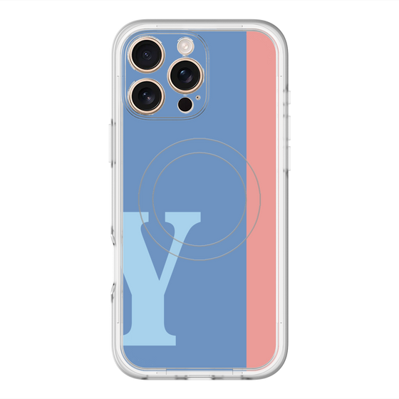スリムプロテクションプレミアムケース with MagSafe［ オリジナル - initial color line - Y blue ］