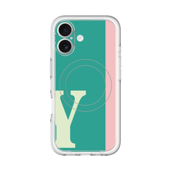 スリムプロテクションプレミアムケース with MagSafe［ オリジナル - initial color line - Y green ］