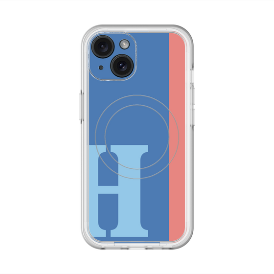 スリムプロテクションプレミアムケース with MagSafe［ オリジナル - initial color line - H blue ］