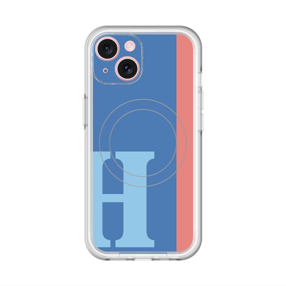 スリムプロテクションプレミアムケース with MagSafe［ オリジナル - initial color line - H blue ］