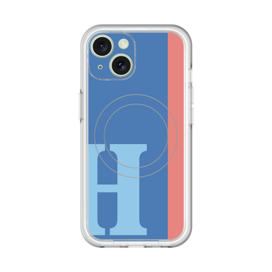 スリムプロテクションプレミアムケース with MagSafe［ オリジナル - initial color line - H blue ］