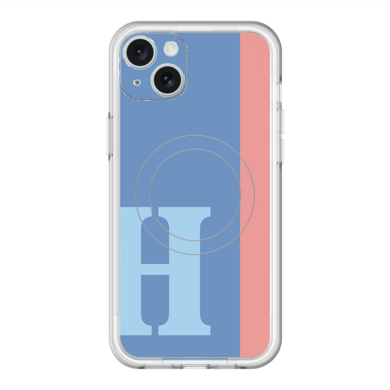 スリムプロテクションプレミアムケース with MagSafe［ オリジナル - initial color line - H blue ］