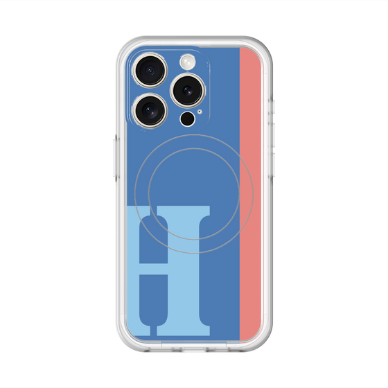 スリムプロテクションプレミアムケース with MagSafe［ オリジナル - initial color line - H blue ］