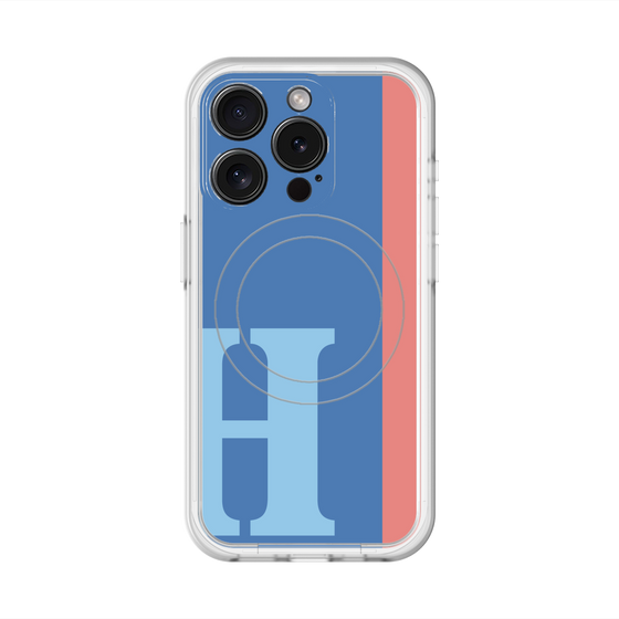 スリムプロテクションプレミアムケース with MagSafe［ オリジナル - initial color line - H blue ］