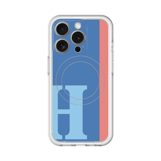 スリムプロテクションプレミアムケース with MagSafe［ オリジナル - initial color line - H blue ］