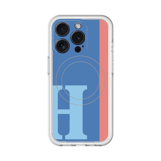 スリムプロテクションプレミアムケース with MagSafe［ オリジナル - initial color line - H blue ］
