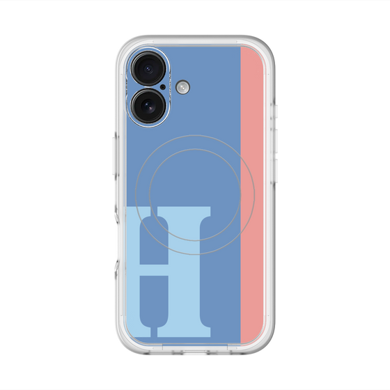 スリムプロテクションプレミアムケース with MagSafe［ オリジナル - initial color line - H blue ］