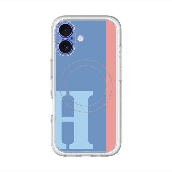スリムプロテクションプレミアムケース with MagSafe［ オリジナル - initial color line - H blue ］