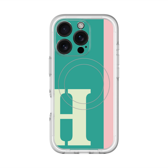 スリムプロテクションプレミアムケース with MagSafe［ オリジナル - initial color line - H green ］
