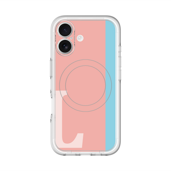 スリムプロテクションプレミアムケース with MagSafe［ オリジナル - initial color line - L pink ］