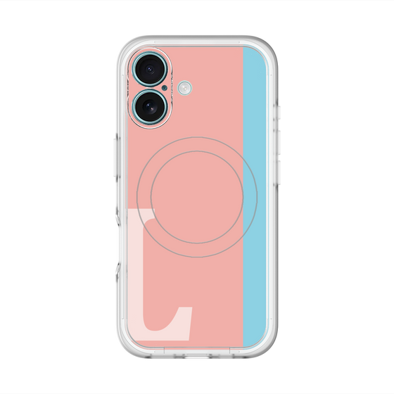 スリムプロテクションプレミアムケース with MagSafe［ オリジナル - initial color line - L pink ］