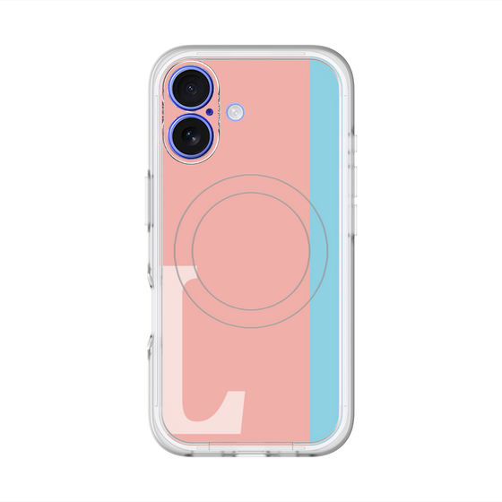 スリムプロテクションプレミアムケース with MagSafe［ オリジナル - initial color line - L pink ］