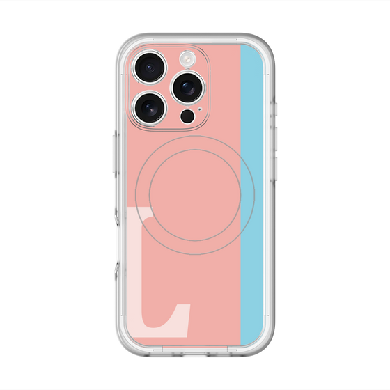 スリムプロテクションプレミアムケース with MagSafe［ オリジナル - initial color line - L pink ］