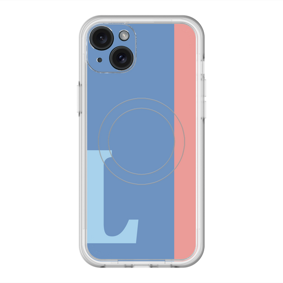 スリムプロテクションプレミアムケース with MagSafe［ オリジナル - initial color line - L blue ］