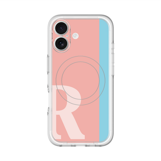 スリムプロテクションプレミアムケース with MagSafe［ オリジナル - initial color line - R pink ］