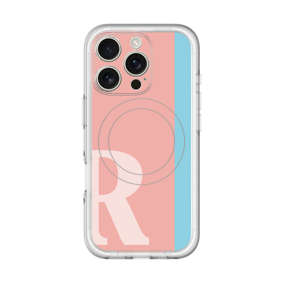 スリムプロテクションプレミアムケース with MagSafe［ オリジナル - initial color line - R pink ］