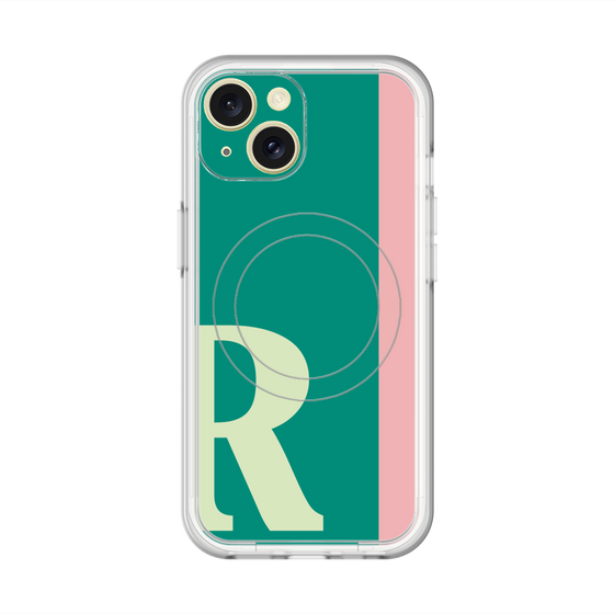 スリムプロテクションプレミアムケース with MagSafe［ オリジナル - initial color line - R green ］