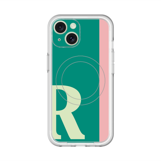 スリムプロテクションプレミアムケース with MagSafe［ オリジナル - initial color line - R green ］