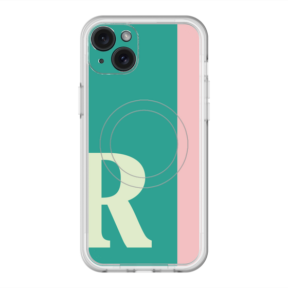 スリムプロテクションプレミアムケース with MagSafe［ オリジナル - initial color line - R green ］