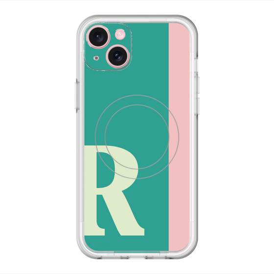 スリムプロテクションプレミアムケース with MagSafe［ オリジナル - initial color line - R green ］