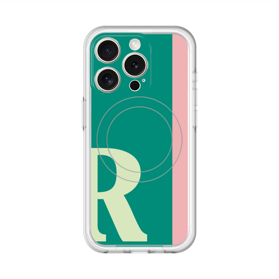 スリムプロテクションプレミアムケース with MagSafe［ オリジナル - initial color line - R green ］