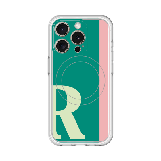 スリムプロテクションプレミアムケース with MagSafe［ オリジナル - initial color line - R green ］