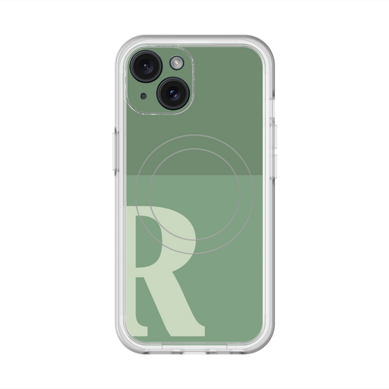 スリムプロテクションプレミアムケース with MagSafe［ オリジナル - initial two tone - R green ］