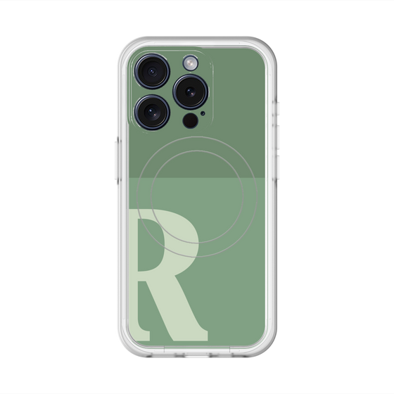 スリムプロテクションプレミアムケース with MagSafe［ オリジナル - initial two tone - R green ］