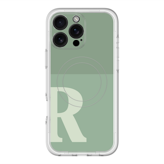 スリムプロテクションプレミアムケース with MagSafe［ オリジナル - initial two tone - R green ］