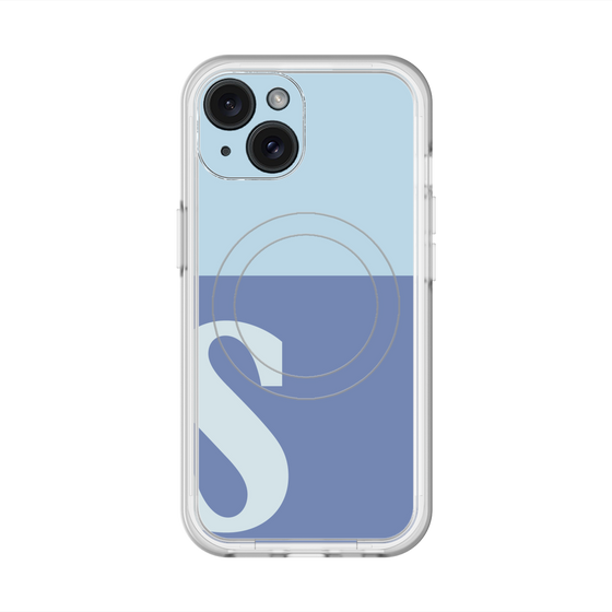 スリムプロテクションプレミアムケース with MagSafe［ オリジナル - initial two tone - S blue ］