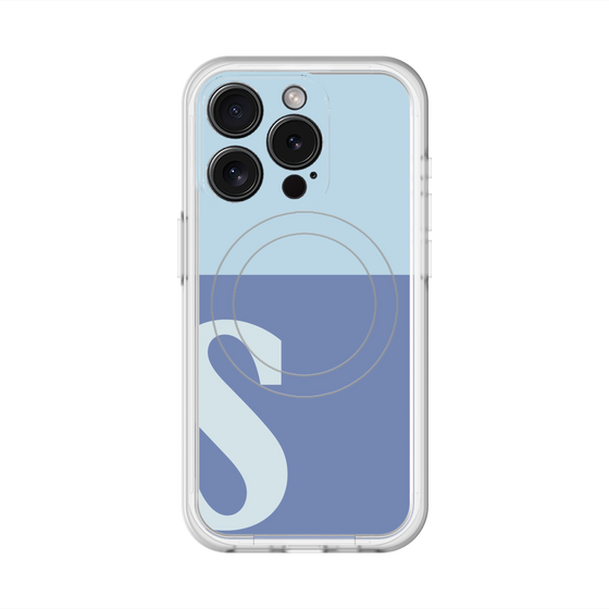 スリムプロテクションプレミアムケース with MagSafe［ オリジナル - initial two tone - S blue ］